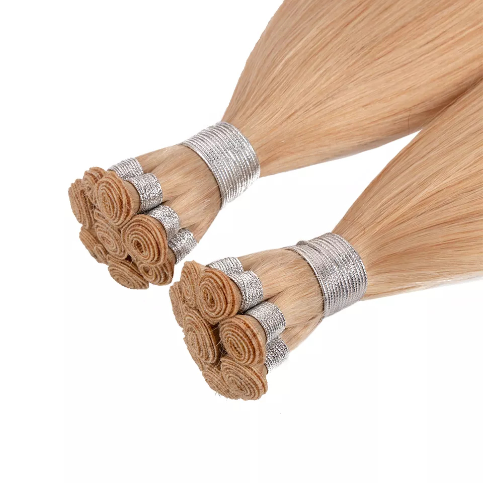 100% remy human hair genius weft one donor high quality hand tied weft hair extension